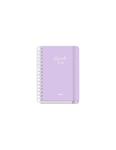 Agenda Académica Violeta Pastel 2025-2026 Semana Vista Tamaño A5
