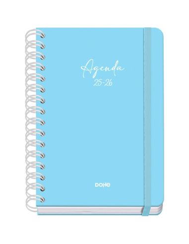 Agenda Académica Azul Pastel 2025-2026 Semana Vista Tamaño A5