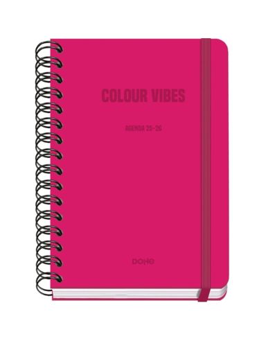 Agenda Académica Rosa Oscuro 2025-2026 Semana Vista Tamaño A5