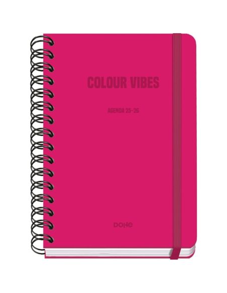 Agenda Académica Rosa Oscuro 2025-2026 Semana Vista Tamaño A5