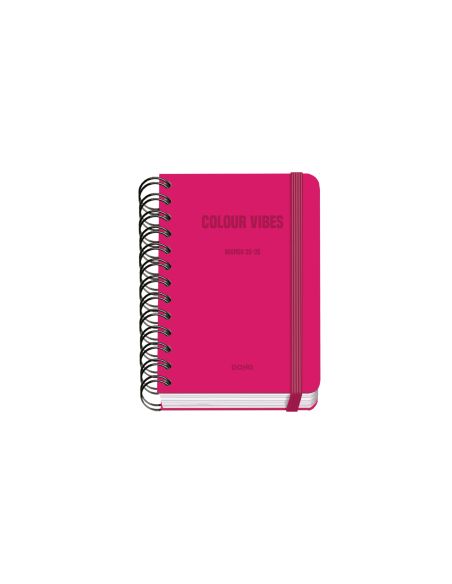 Agenda Académica Rosa Oscuro 2025-2026 Día Página Tamaño A6