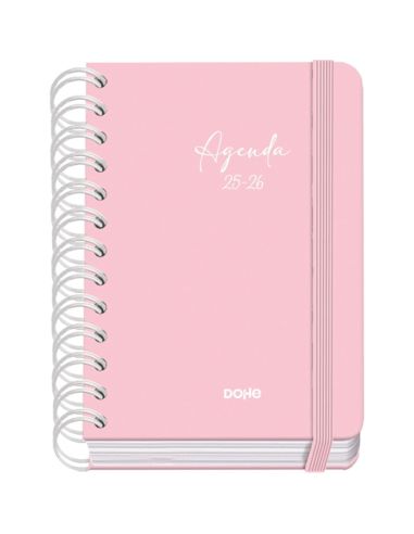 Agenda Académica Rosa Pastel 2025-2026 Día Página Tamaño A6