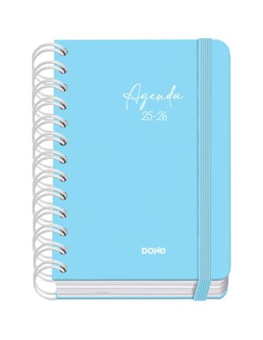 Agenda Académica Azul Pastel 2025-2026 Día Página Tamaño A6