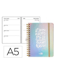 Agenda Espiral Liderpapel Tapa Iridiscente Kymolos A5 Semana Vista Papel 70 G
