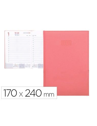 Agenda Encuadernada Liderpapel Creta 17X24 Cm 2024 Dia Pagina Color Rosa Papel 70 Gr