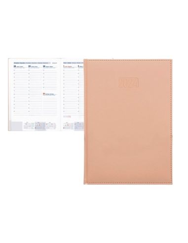 Agenda Encuadernada Liderpapel Creta 15X21 Cm 2024 Semana Vista Color Nude Papel 70 Gr