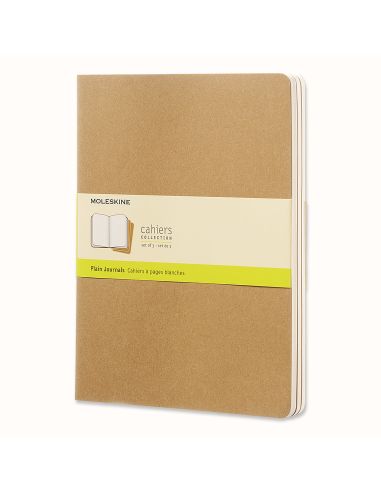 Set De 3 Libretas Cahier Marrón Kraft L (13X21Cm) Rayas Moleskine Qp416