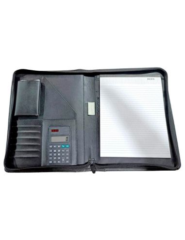 Carpeta Portafolios Q-Connect A4 Con Calculadora Bloc 20 Hojas Y Departamentos Interiores Color Gris 250X315