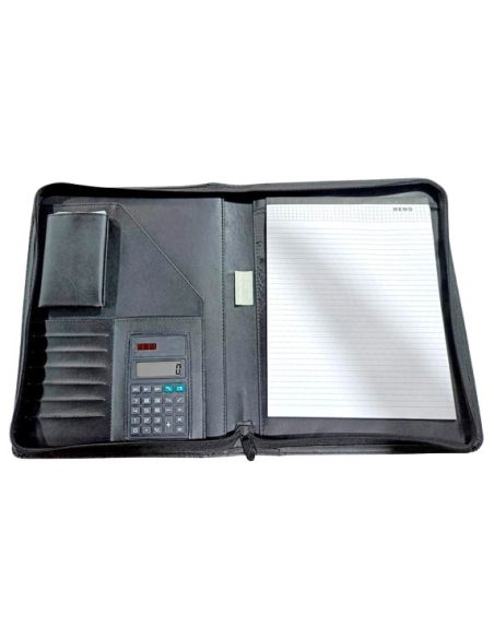 Carpeta Portafolios Q-Connect A4 Con Calculadora Bloc 20 Hojas Y Departamentos Interiores Color Gris 250X315