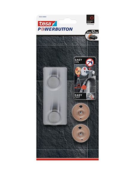 Perchero Adhesivo Tesa Powerboton Doble Carga Maxima 12 Kg 40X82X122 Mm