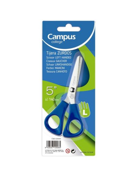 Tijera Campus College Para Zurdos 140 Mm. Azul