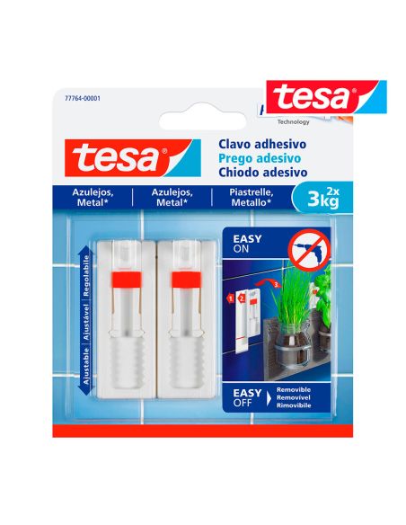Clavo Autoadhesivo Tesa Ajustable Para Azulejos Sujecion Hasta 3 Kg
