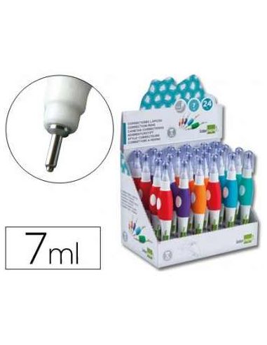 Corrector Liderpapel Lapiz Roller -Punta Metalica De 1.6 Mm Capacidad 7 Ml -Expositor De 24 Unidades