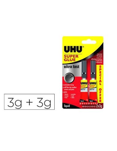 Pegamento Uhu Instantaneo Gel 3 Gr + 3 Gr Gratis