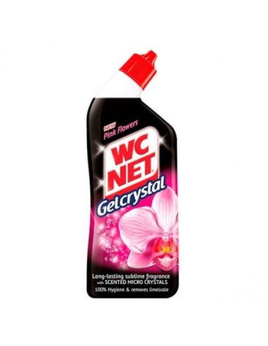 Limpiador De Inodoros Wc Net Gel Crystal Aroma Flores Rosas Botella De 750 Ml