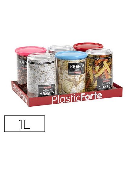 Bote Multiusos Plastico 1 L Con Tapa De Color 110X110X150 Mm