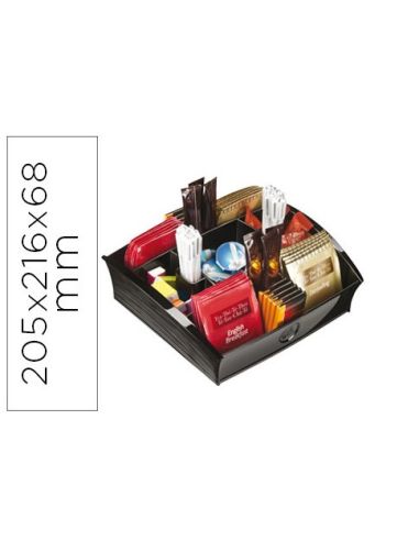 Bandeja Organizadora Cep Con 9 Compartimentos Poliestireno Color Negro Especial Para Snacks 205X216X68 Mm