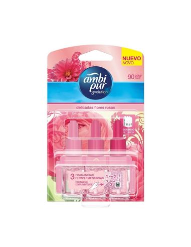 Ambientador Ambi Pur 3 Volution Delicadas Flores Rosa Recambio 21 Ml