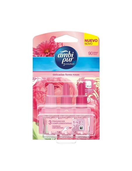 Ambientador Ambi Pur 3 Volution Delicadas Flores Rosa Recambio 21 Ml