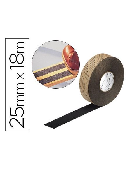 Cinta Antideslizante 3M Soporte De Vinilo Adhesivo + Abrasivo 18Mx25Mm