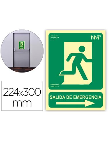 Pictograma Archivo 2000 Salida De Emergencia Derecha Pvc Verde Luminiscente 224X300 Mm