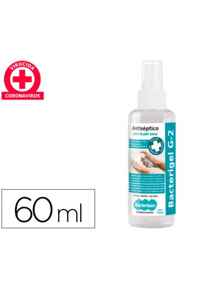 Gel Hidroalcoholico Antiseptico Bacterigel G2 Para Manos Limpia Desinfecta Sin Aclarado Spray De 60 Ml