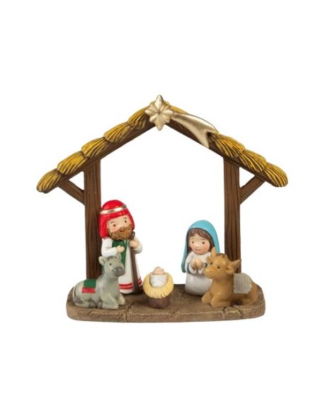 Nacimiento niños resina cabaña 13,3x15,3x5cm PB22178 (24)