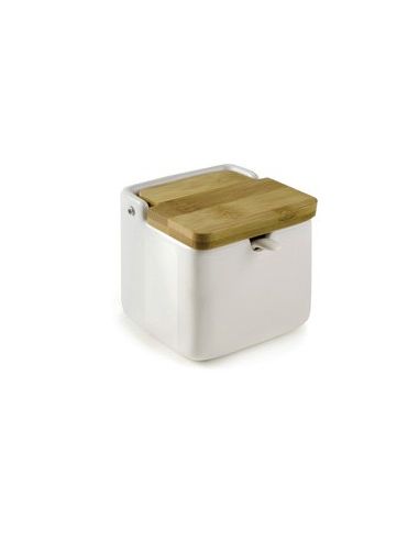 Salero/Azucarero Ibili Ceramico Con Cuchara Y Tapa Bambu 350 Ml