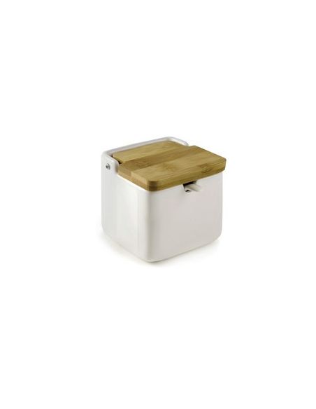 Salero/Azucarero Ibili Ceramico Con Cuchara Y Tapa Bambu 350 Ml