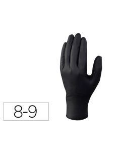 Guantes Deltaplus De Nitrilo Desechable Negro Caja De 100 Unidades Talla 8-9