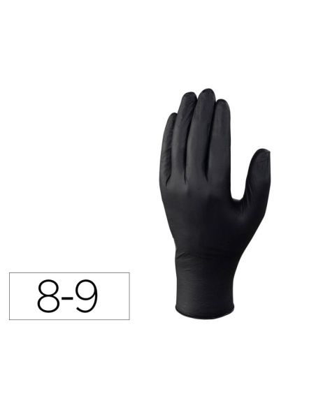Guantes Deltaplus De Nitrilo Desechable Negro Caja De 100 Unidades Talla 8-9