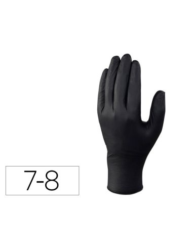 Guantes Deltaplus De Nitrilo Desechable Negro Caja De 100 Unidades Talla 7-8