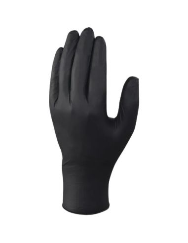 Guantes Deltaplus De Nitrilo Desechable Negro Caja De 100 Unidades Talla 6-7