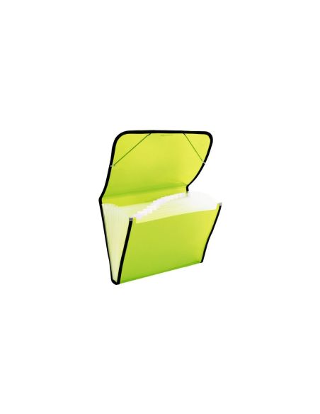 Carpeta Clasificadora Plus Pp 12 Dep.Goma Trasl. Verde Claro
