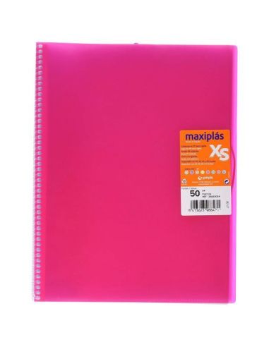 Carpeta 40 Fundas Espiral Maxiplás Pp Xs A4 Fucsia