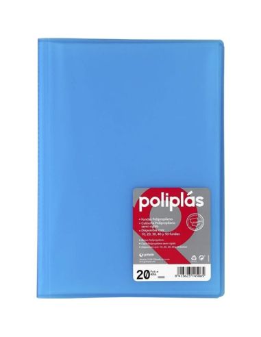 Carpeta 20 Fundas   Poliplás Traslúcidos A4 Azul