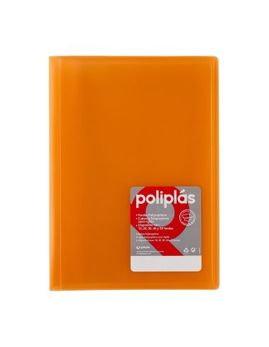 Carpeta 40 Fundas   Poliplás Traslúcidos A4 Naranja