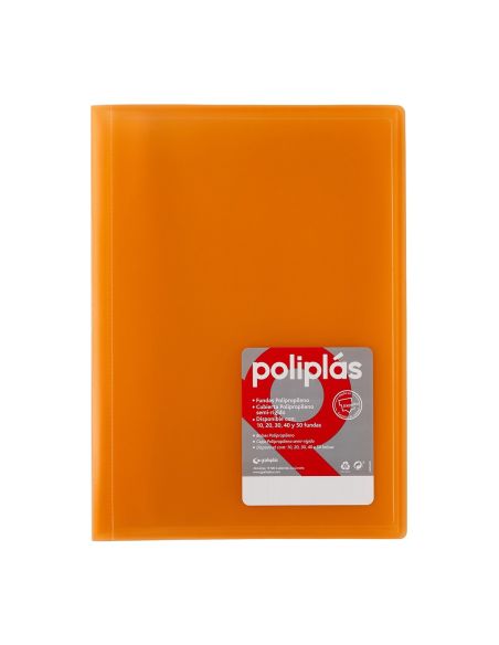 Carpeta 40 Fundas   Poliplás Traslúcidos A4 Naranja