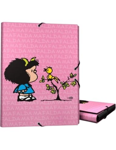 Carpeta 3 Solapas Forrada Mafalda Pajarito