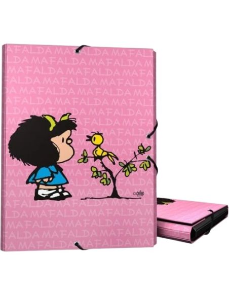 Carpeta 3 Solapas Forrada Mafalda Pajarito
