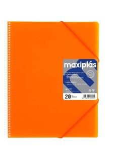 Carpeta 20 Fundas Maxiplas Forrado Unequal Fluor Naranja