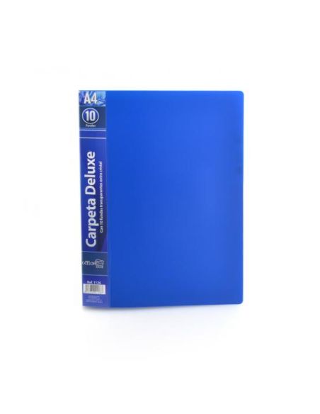 Carpeta Office Box Escaparate 30 Fundas Polipropileno Din A4 Lomo Y Portada Personalizable Azul