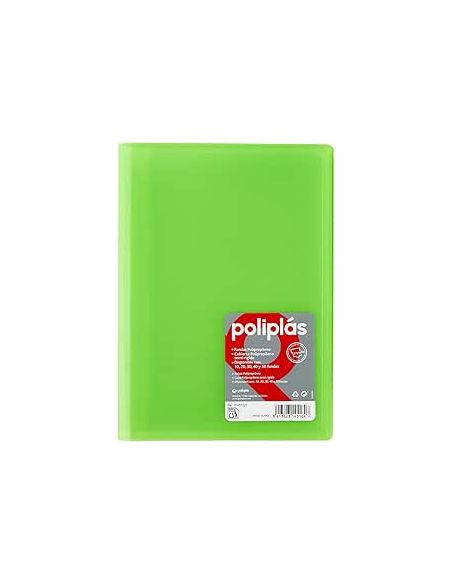 Carpeta 30 Fundas   Poliplás Traslúcidos A4 Verde Claro