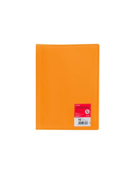 Carpeta 10 Fundas   Poliplás Traslúcidos A4 Naranja