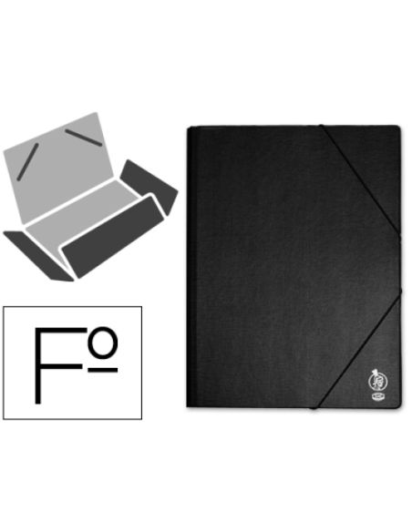 Carpeta Gomas 1/4 C/Solapa Carton Negro