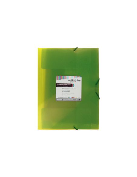 Carpeta 3 Solapas Gomas Folio Pp Multiline Verde