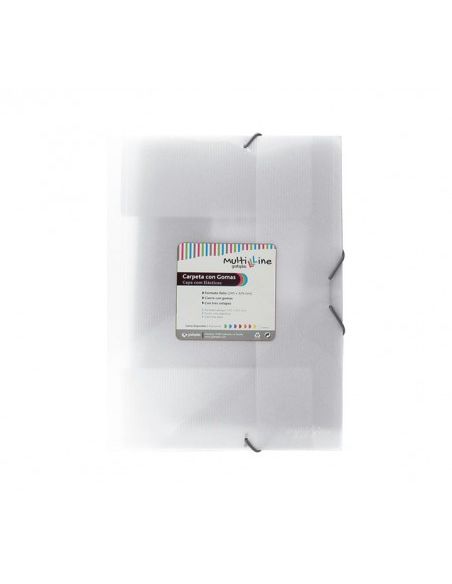 Carpeta 3 Solapas Gomas Folio Pp Multiline Natural (Pack 6 Uds)