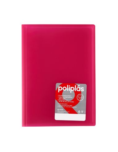Carpeta 30 Fundas   Poliplás Traslúcidos A4 Fucsia