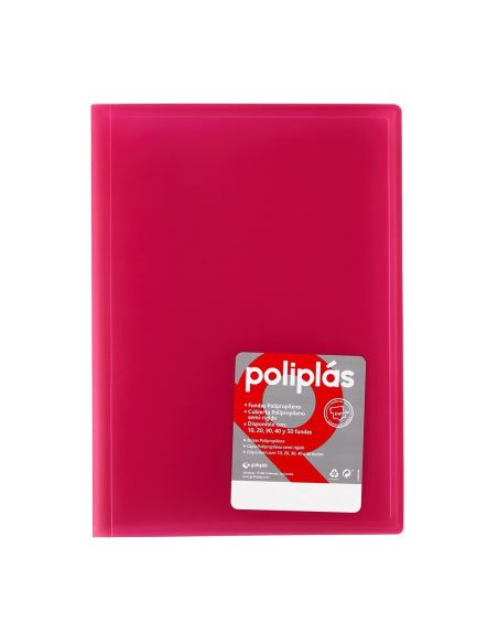 Carpeta 30 Fundas   Poliplás Traslúcidos A4 Fucsia