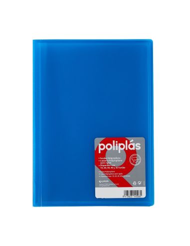 Carpeta 30 Fundas   Poliplás Traslúcidos A4 Azul